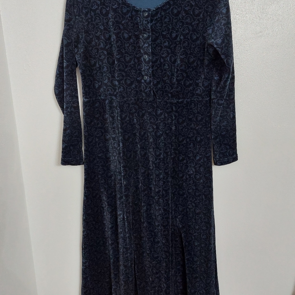 Vintage blue velour dress by Eddie Bauer